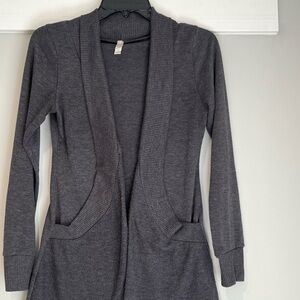 Gray Open Front Cardigan Sweater
